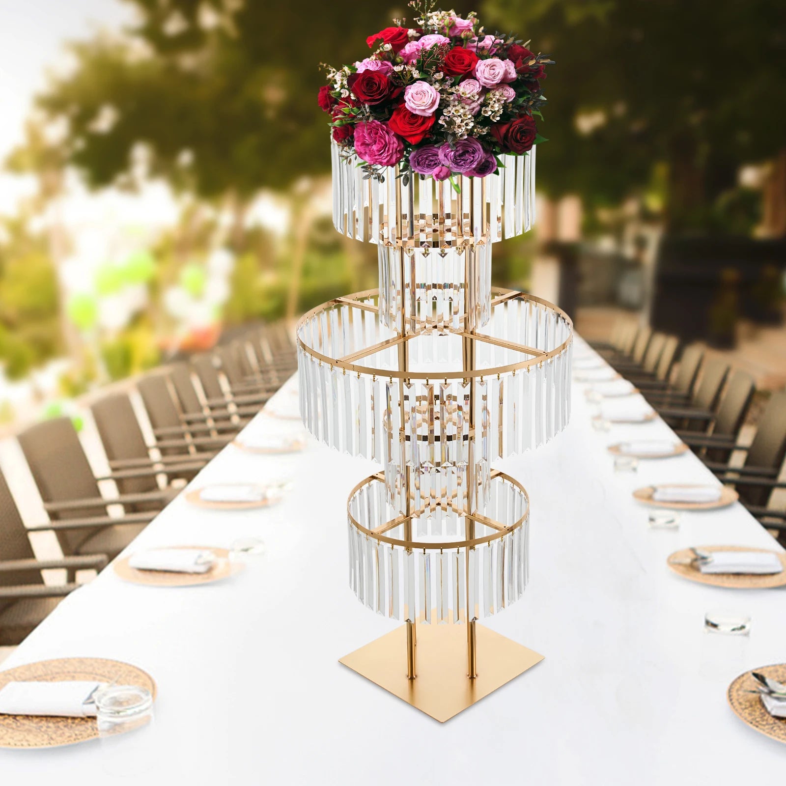 5-Tier Luxury Acrylic Metal Wedding Centerpiece (Gold)