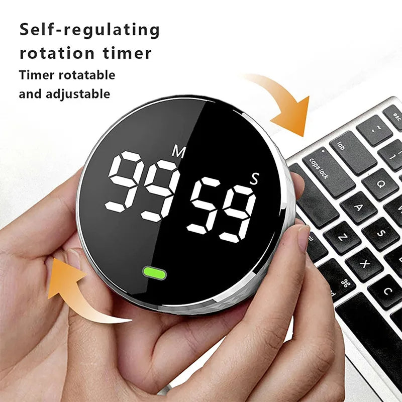 Electronic Clock with LED Display for Kitchen Study Stopwatch (Black)