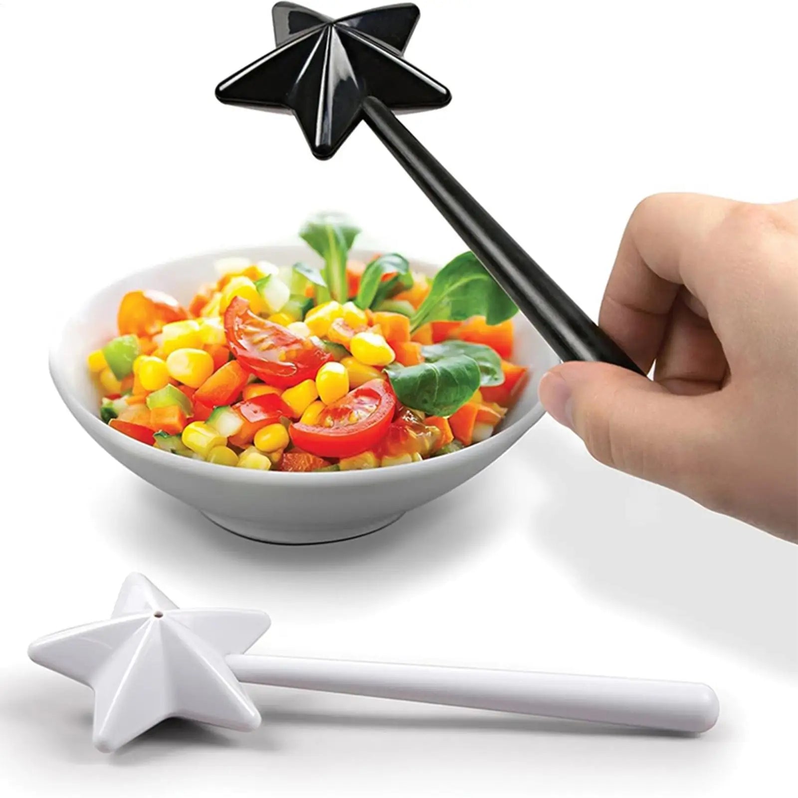 Star Wand Salt and Pepper Shaker – Magic Seasoning Dispenser for Whimsical Kitchen Decor (Black)