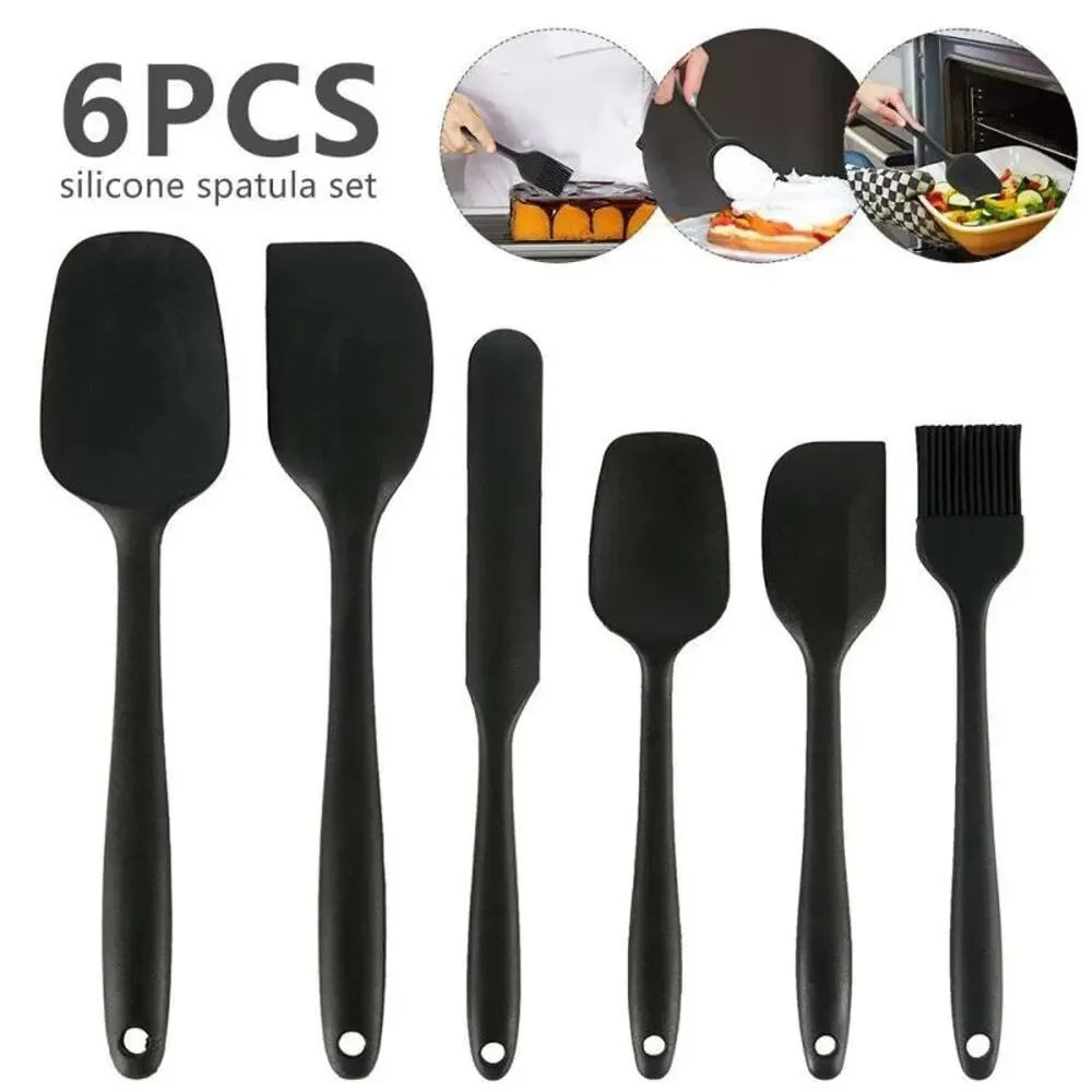 6-Piece Heat Resistant Silicone Spatula Set (Black)