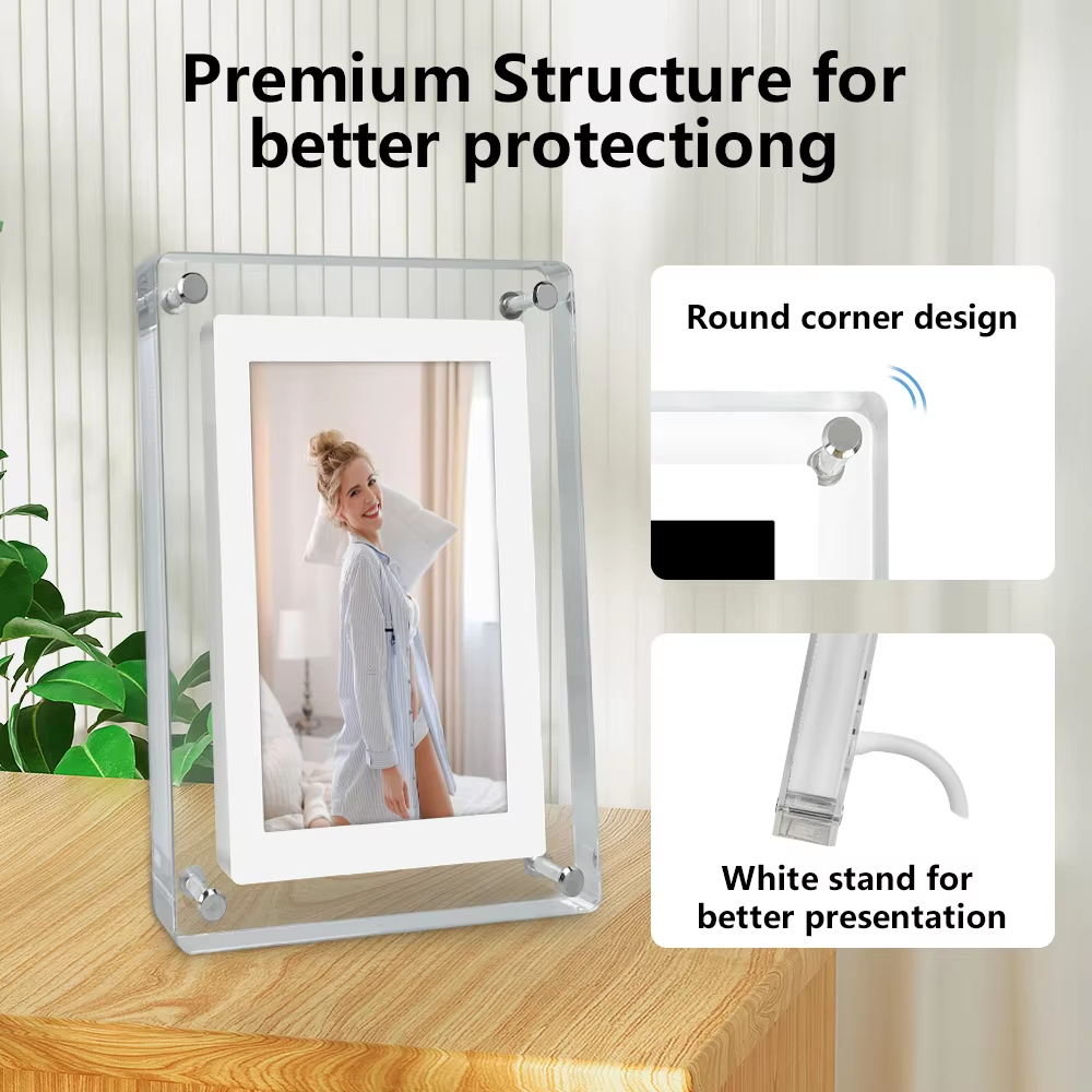 Crystal Acrylic Digital Photo Frame 5 Inch IPS Screen for Home Decor