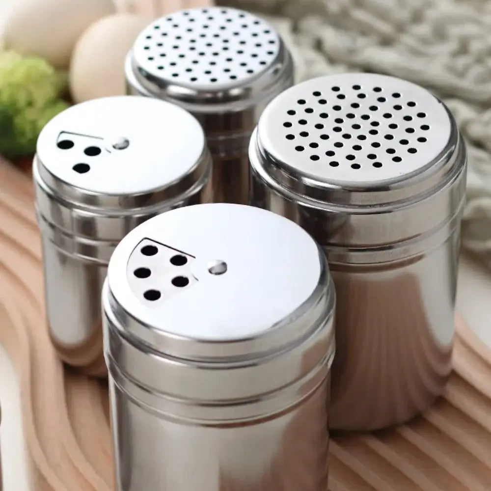 Stainless Steel Seasoning Jar, Rotating Spice Shaker with Adjustable Cover, Salt &amp; Sugar Container, Pepper and Spice Storage for Kitchen