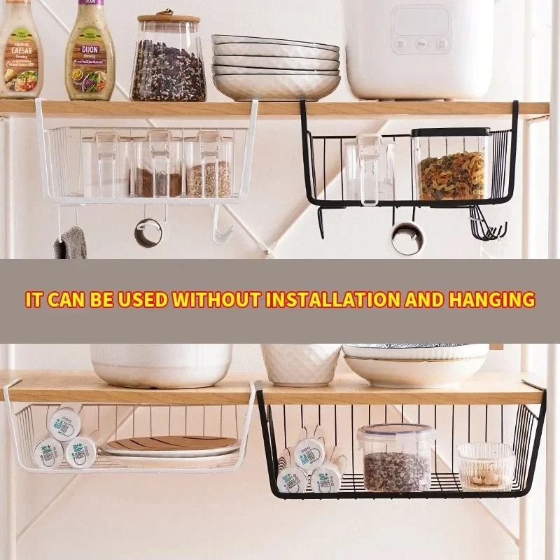 Under Cabinet Storage Kitchen Tools Organizer Basket (Black)