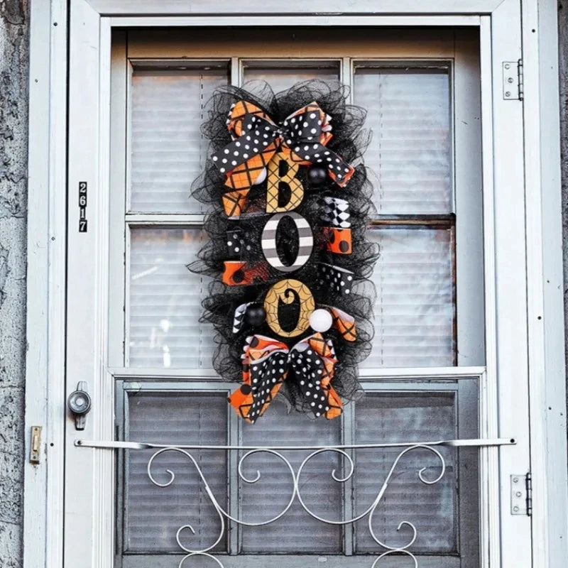 BOO Halloween Wreath Door Hanging Decoration
