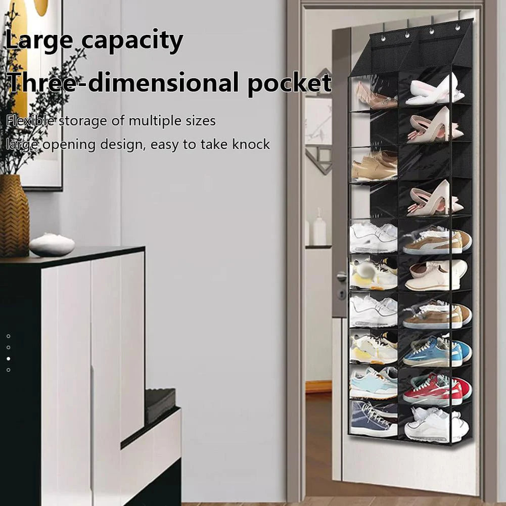 Over Door Shoe Organizer with 20 Large Pockets & Hooks
