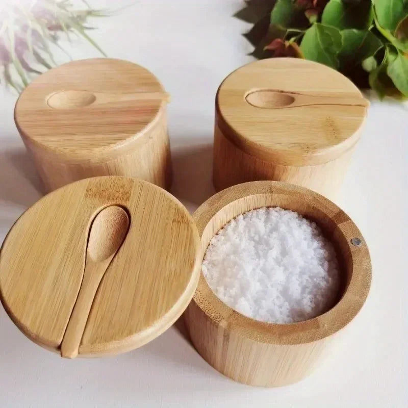 Bamboo Salt Seasoning Pepper Jar Set