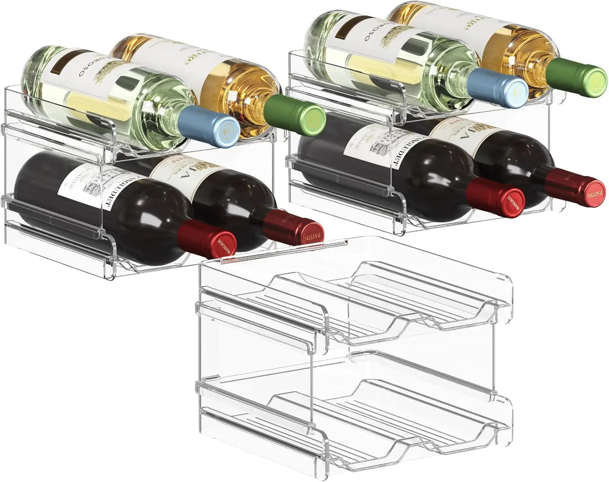 Plastic Stackable Wine Rack for Refrigerator – Clear Water Bottle Organizer