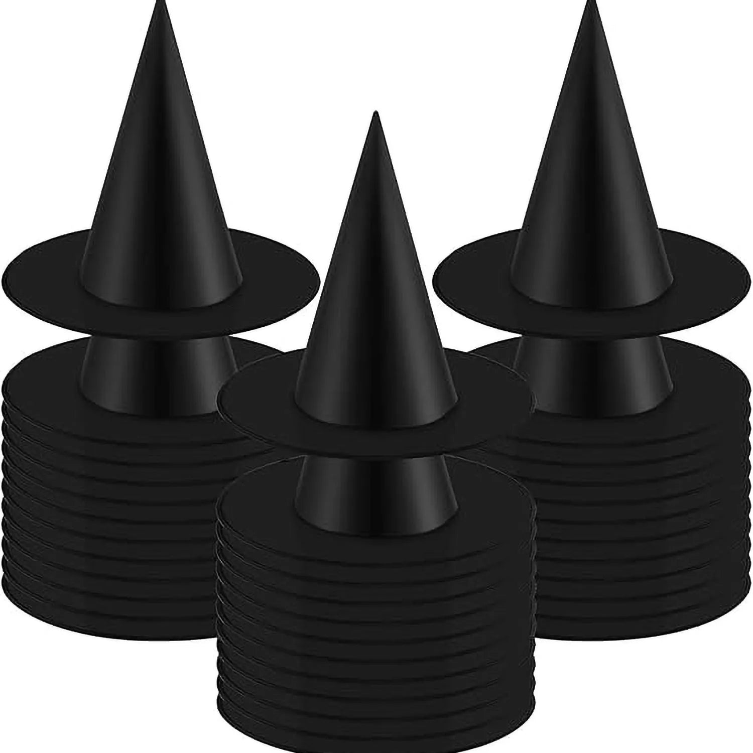 Black Witch Hats 6PCS with Hanging Rope for Spooky Decor