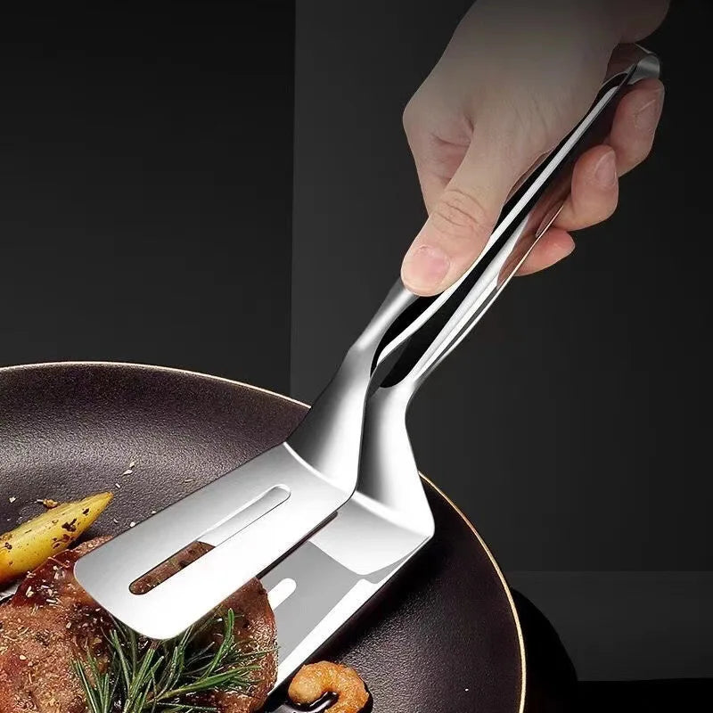 2-in-1 Stainless Steel Food Turner &amp; Tongs – Professional Meat Flipper