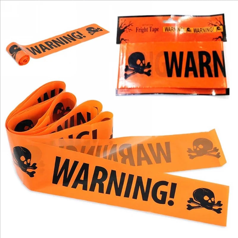 Skull Head Warning Tape 6M Halloween Decoration (Orange)