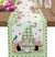 Spring Gnomes Tulip Green Plaid Linen Table Runner Farmhouse Decor