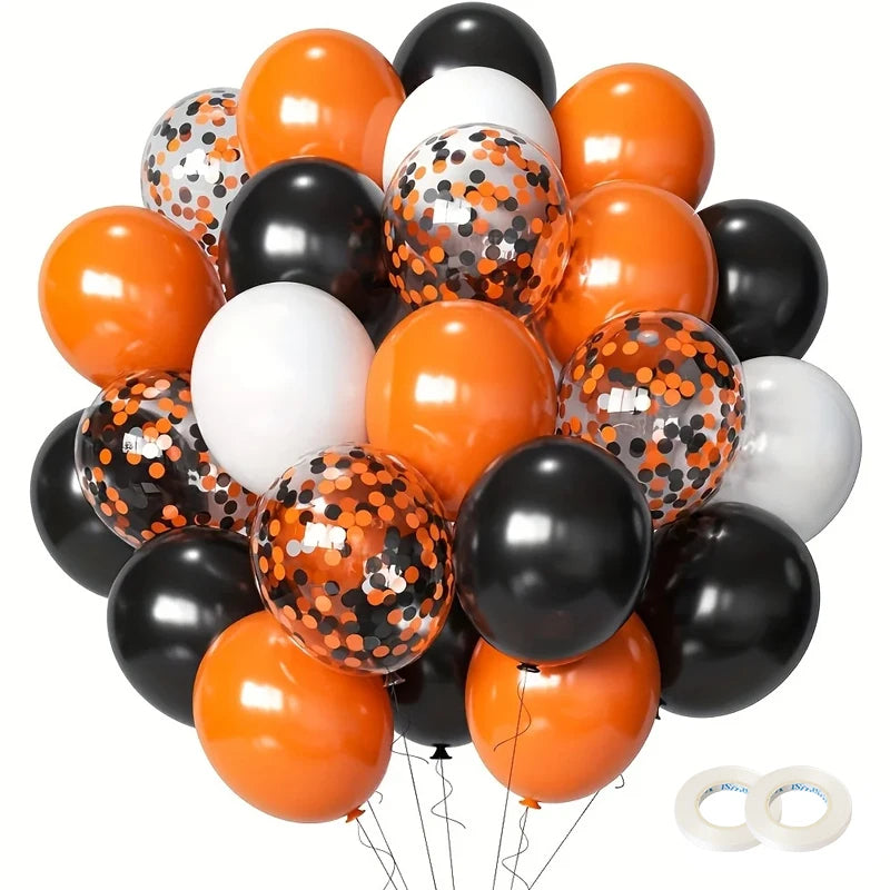 30pc Halloween Party Balloon Set 12 Inch Black Orange Latex Balloons