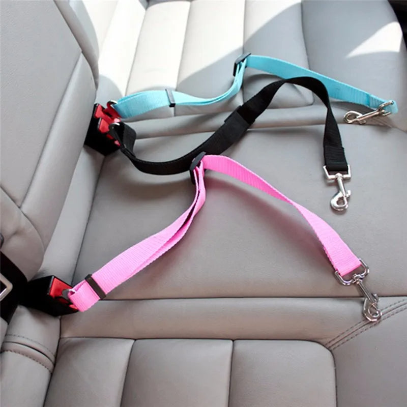 Dog Car Seat Belt Safety Protector Travel Pets Accessories (Black)