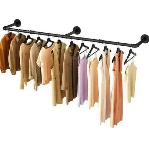 Modern Industrial Clothing Rack 70.8" Wall Mounted Rack (Black)