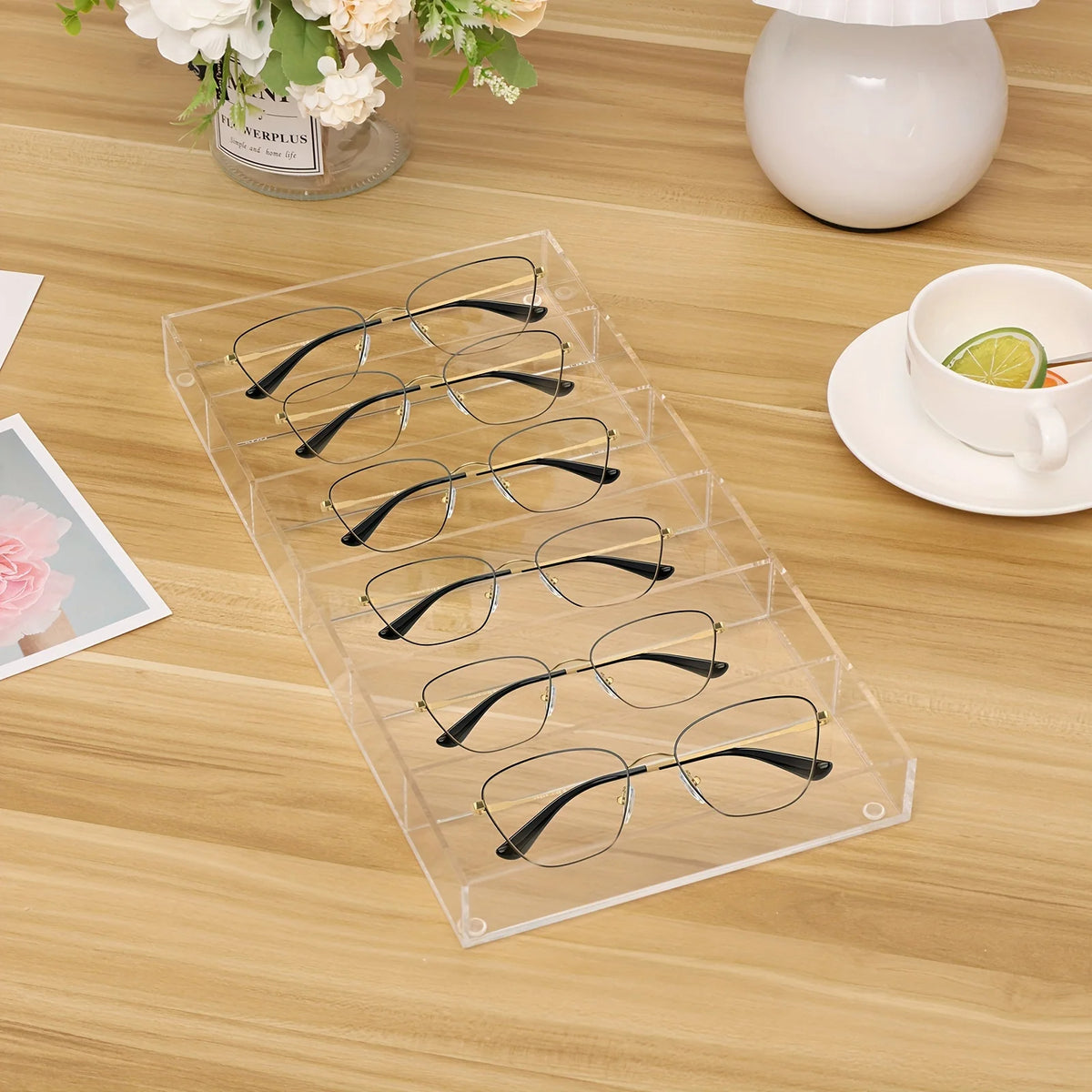Transparent 6-Slot Acrylic Glasses Box Multipurpose Organizer