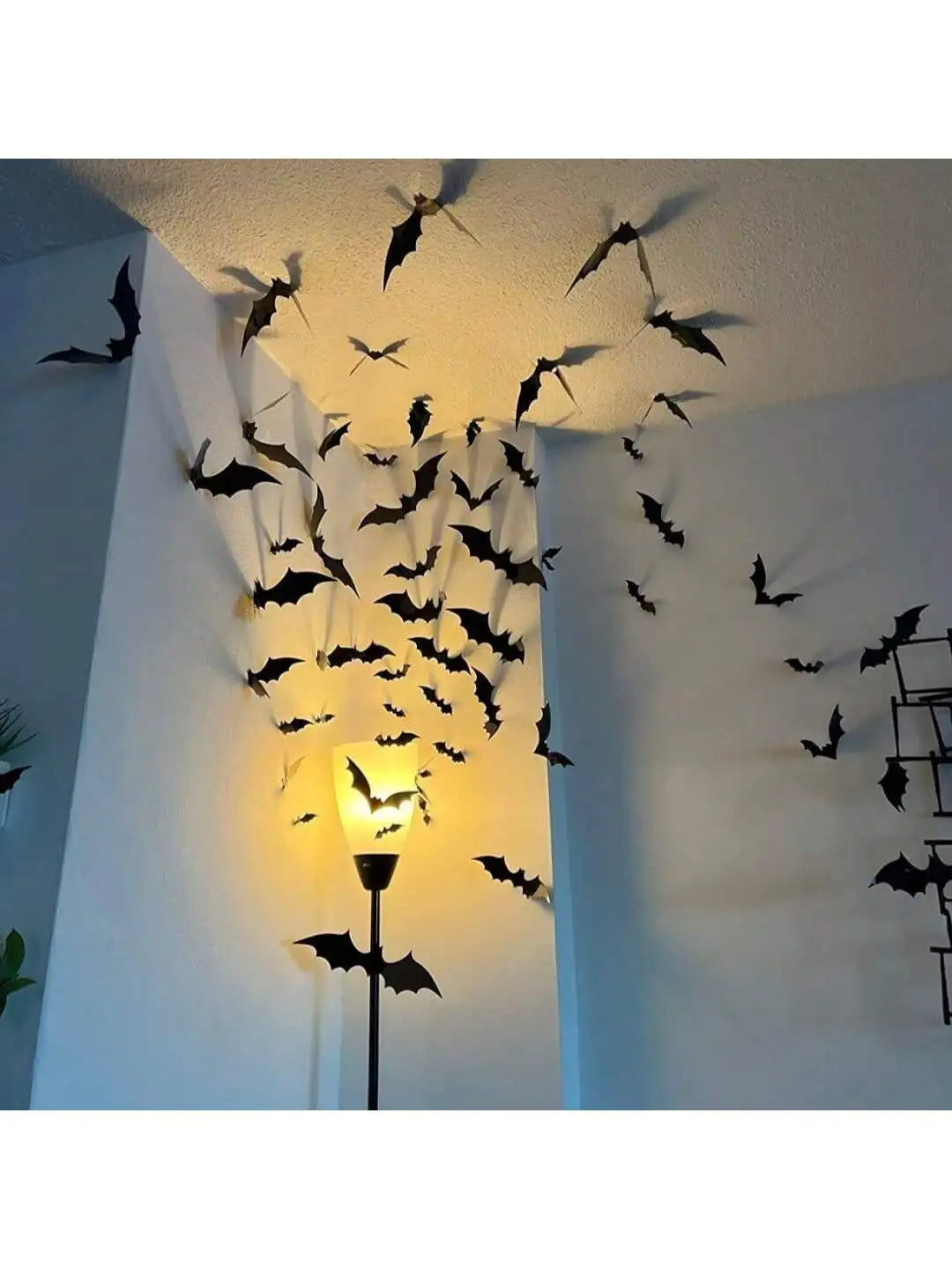 Black Bats Halloween Wall Decor 60 Pieces Waterproof Bat Wall Decals