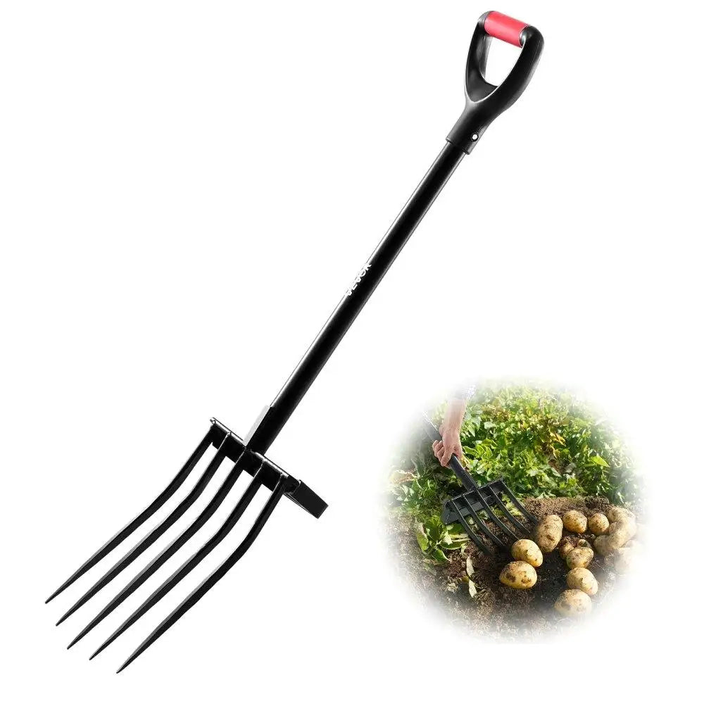 Soil Cultivation Hand Tool Heavy-Duty 5-Tine Garden Fork (41 Inch)