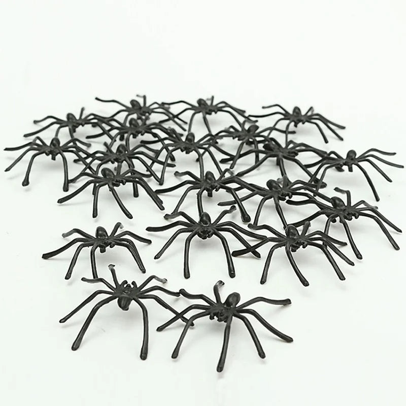 10pcs Luminous Rubber Spiders Halloween Decorations (Black)