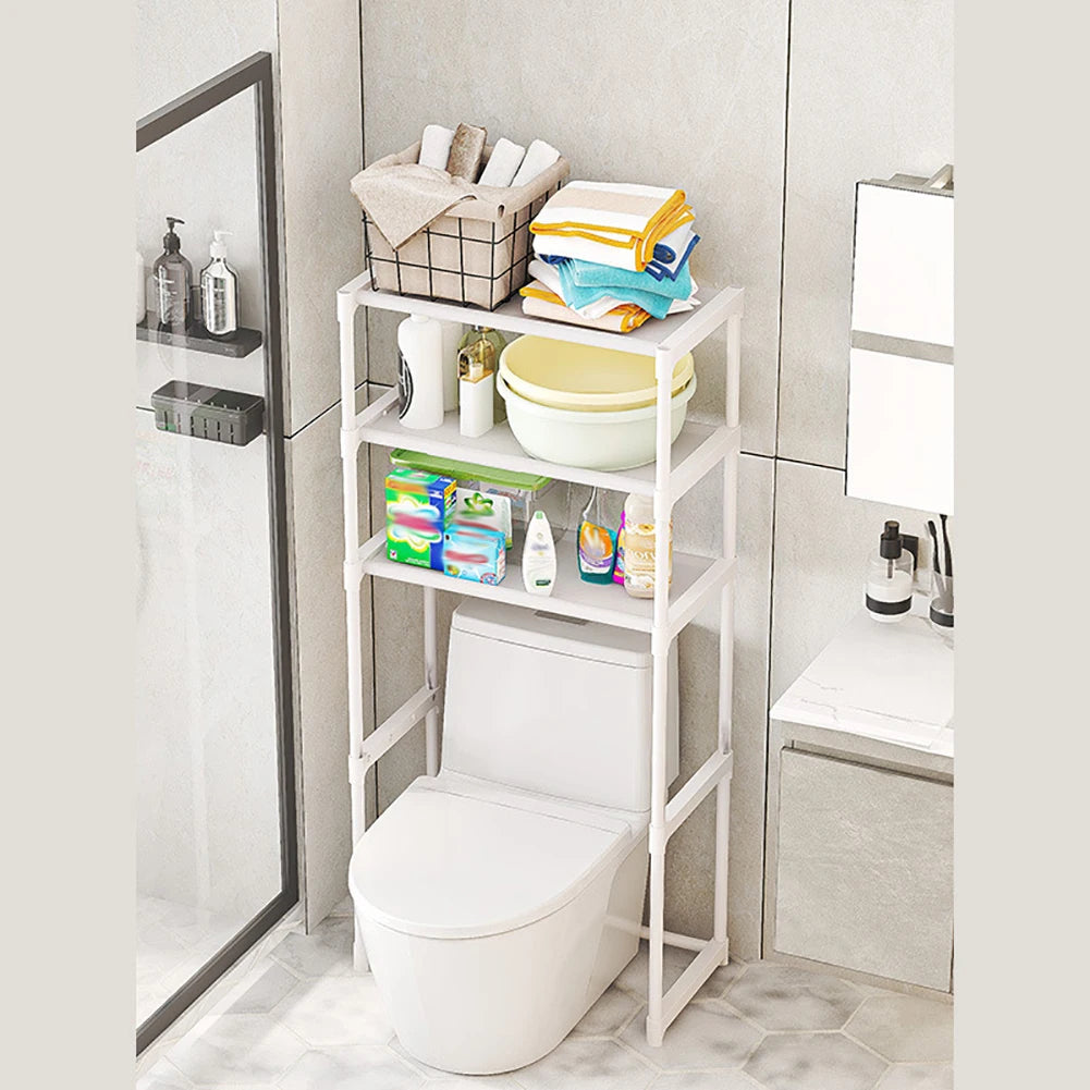 Over The Toilet Storage Cabinet 3-Layer Bathroom Organizer (White)