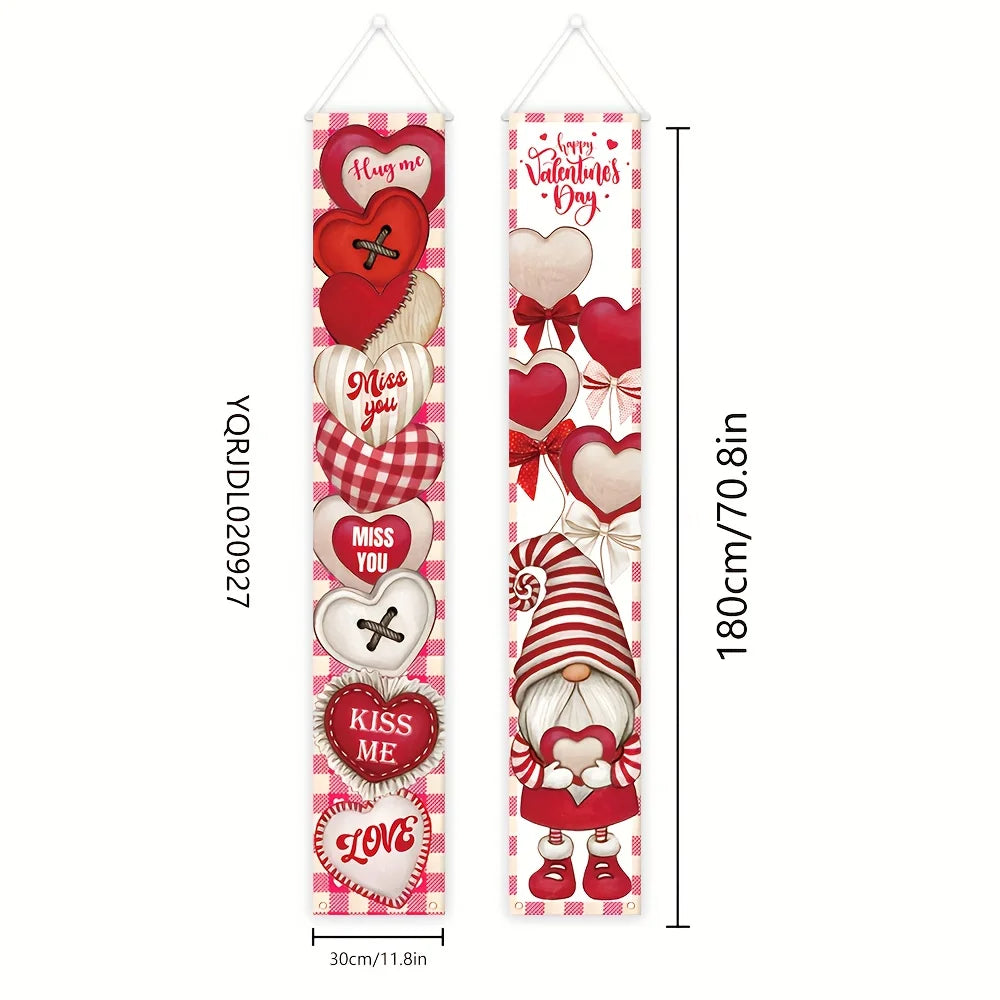 Valentines Day Door Banner Red Love Heart Hanging Sign