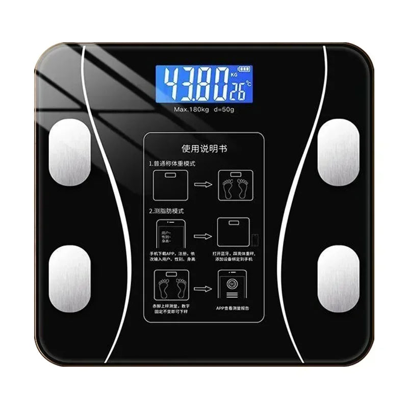 Weighing Scale Electronic Scale Battery Powered Bluetooth Home Healthy Body Scale (Black)