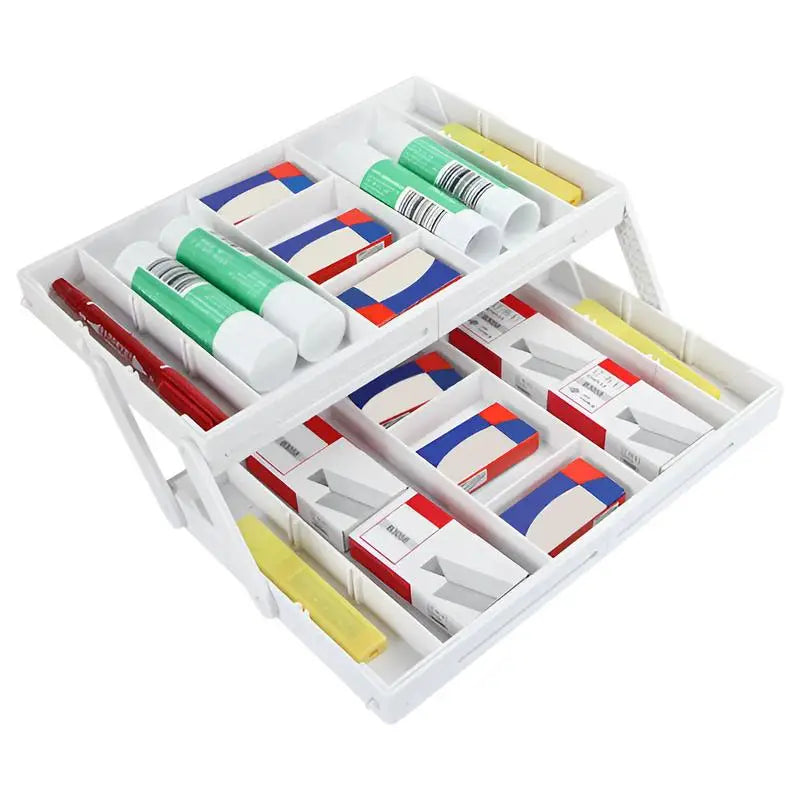 2-Layer Foldable Storage Tray – Expandable Drawer Organizer for Jewelry and Small Items