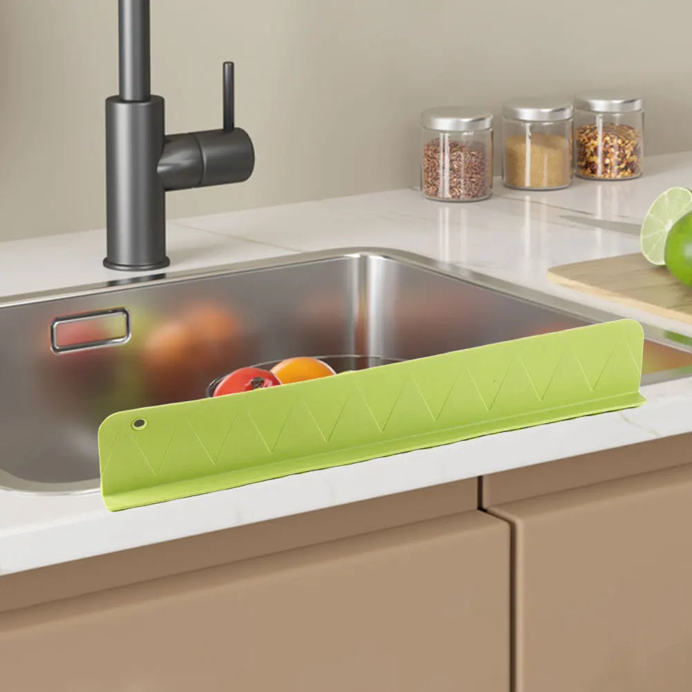 Silicone Sink Splash Guard Washing Basin Anti-Splash Stopper (Green)