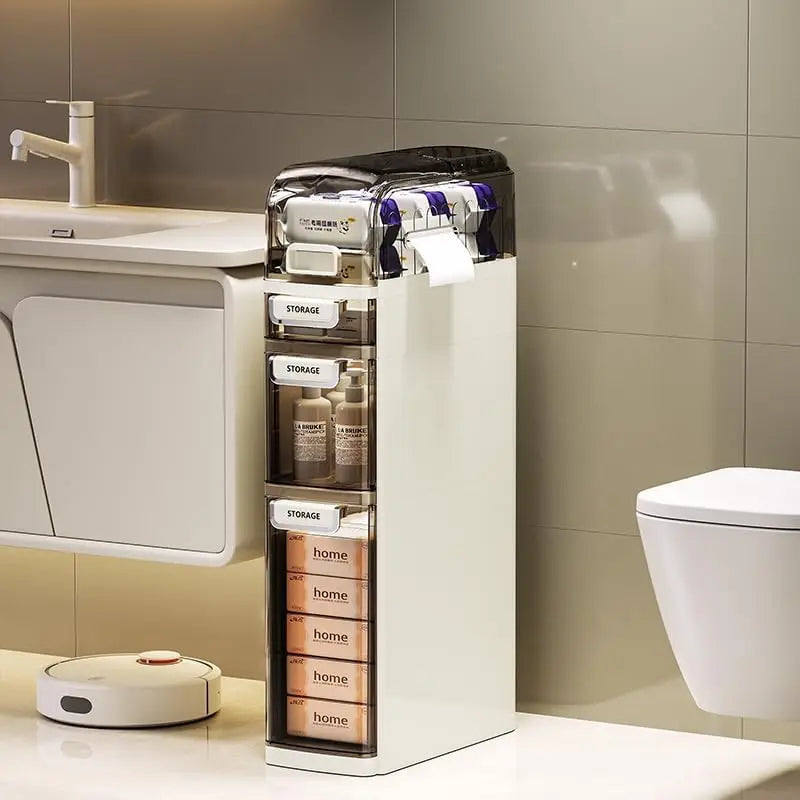4-Layer Slim Bathroom Cabinet Narrow Storage Portable Storage