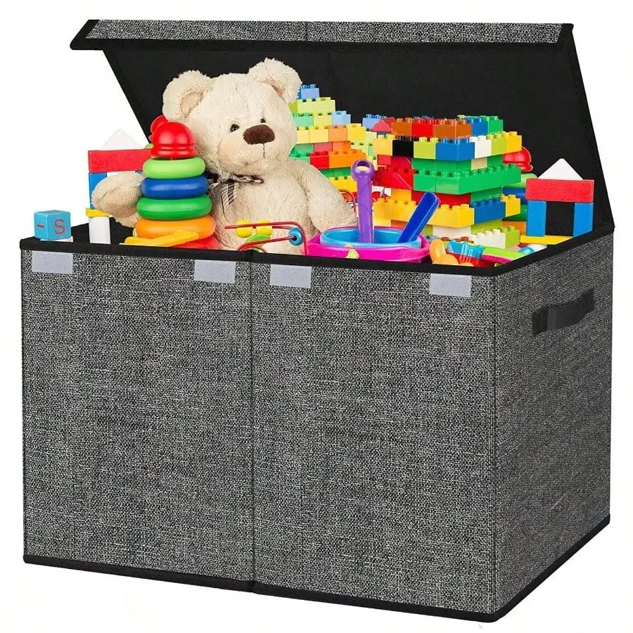 Storage Organizer 30L Capacity Collapsible Toy Chest with Lid (Light Black)