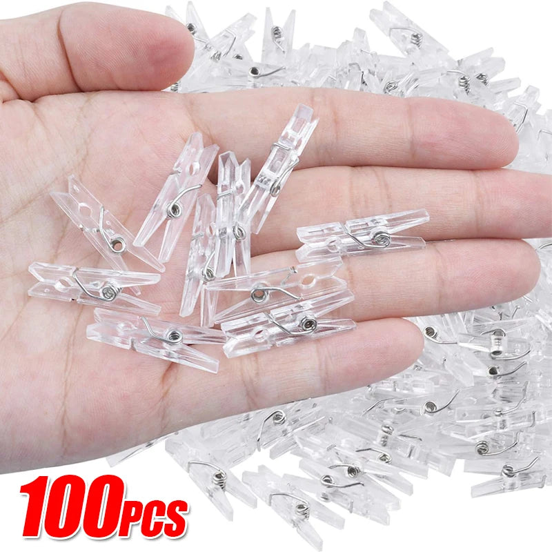 Plastic Mini Photo Clips Hanging Clips 100 Pieces for DIY Wedding Party Wall Decor