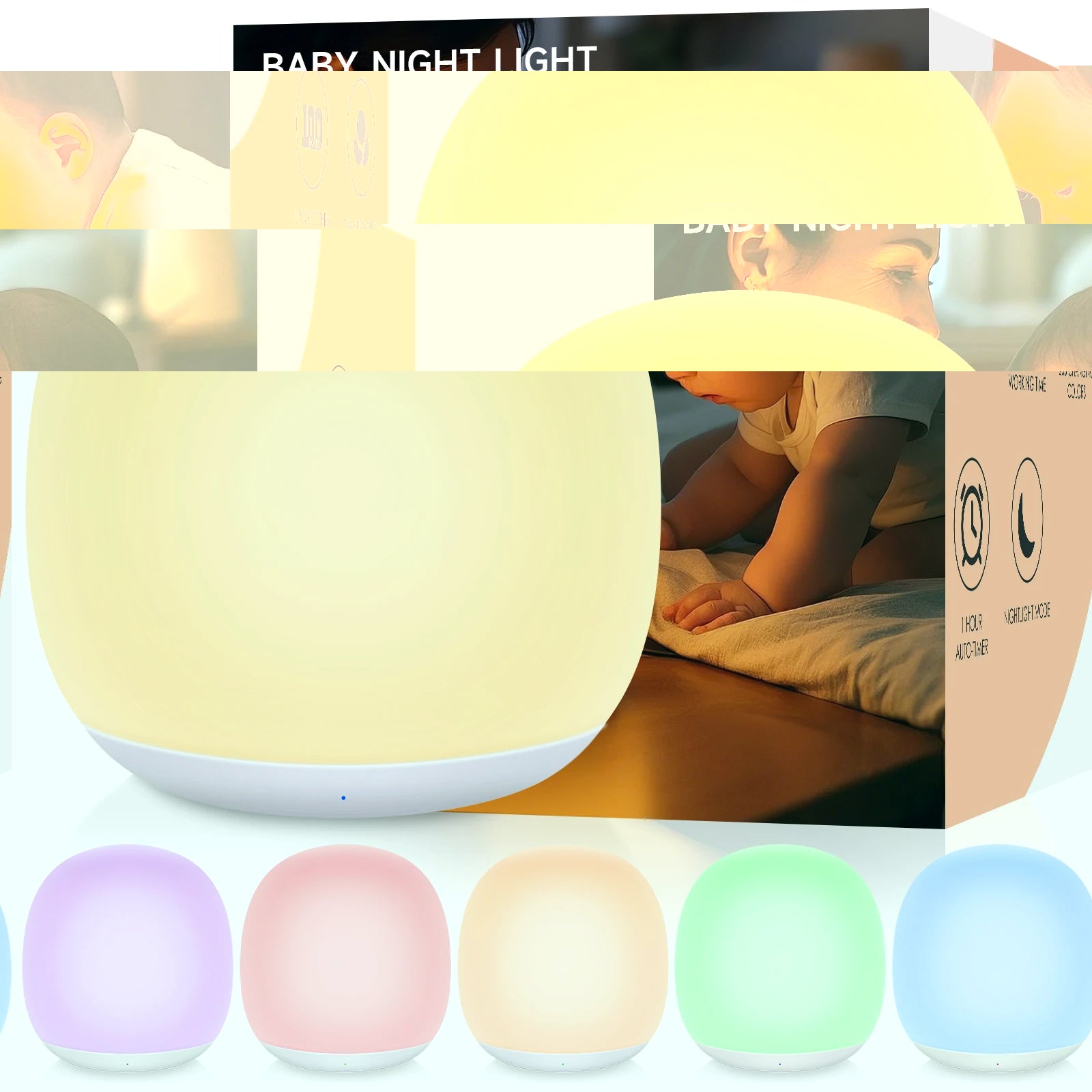 Touch RGB LED Night Light Dimmable Bedside Lamp with Remote Control