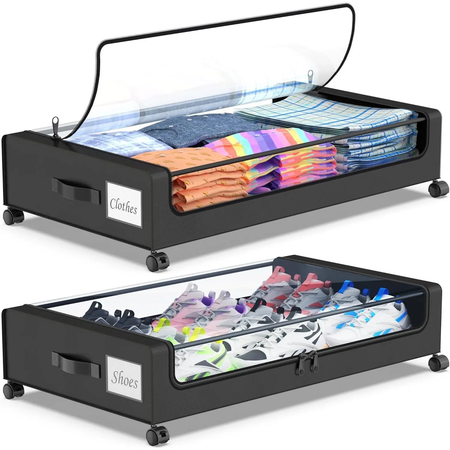 Under the Bed Storage with Wheels Clear Lids 2-Pack
