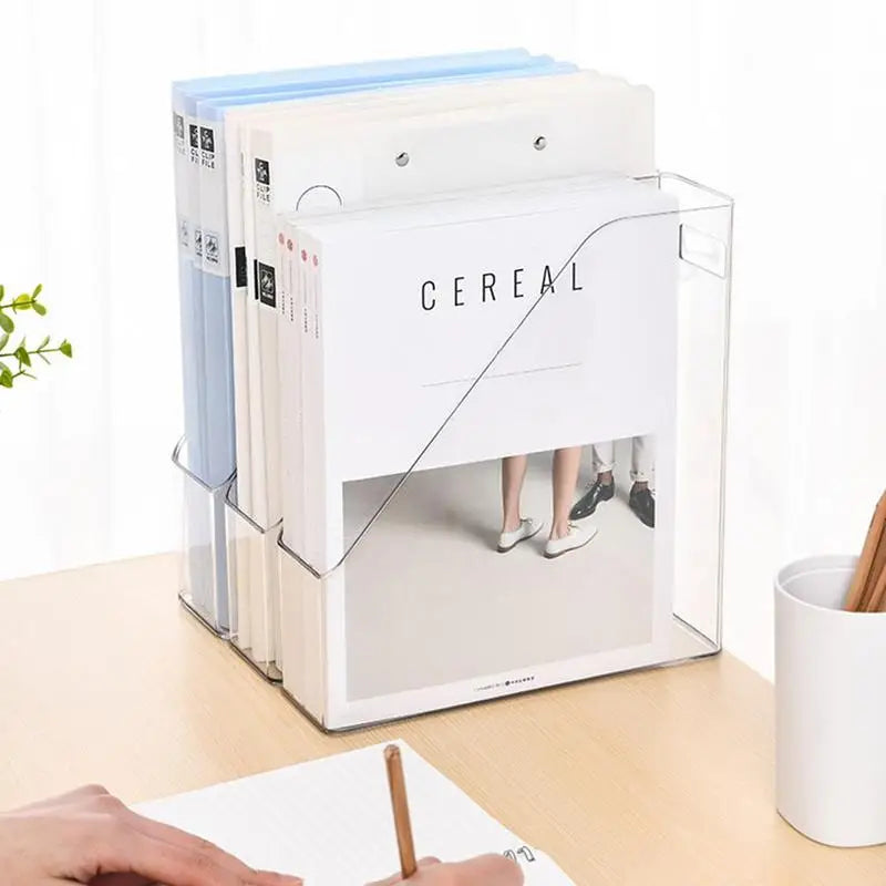Clear Plastic Magazine File Holder Vertical Desk Organizer