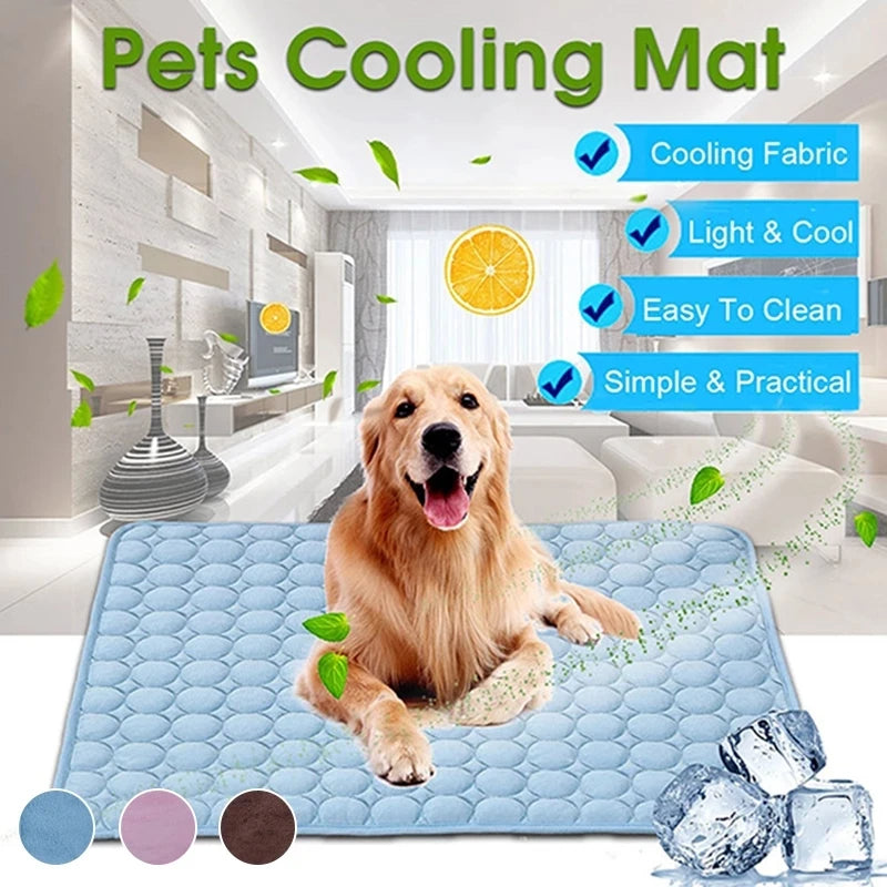 Dog Mat Cooling Washable Breathable Pet Dog Bed, Large (Blue)