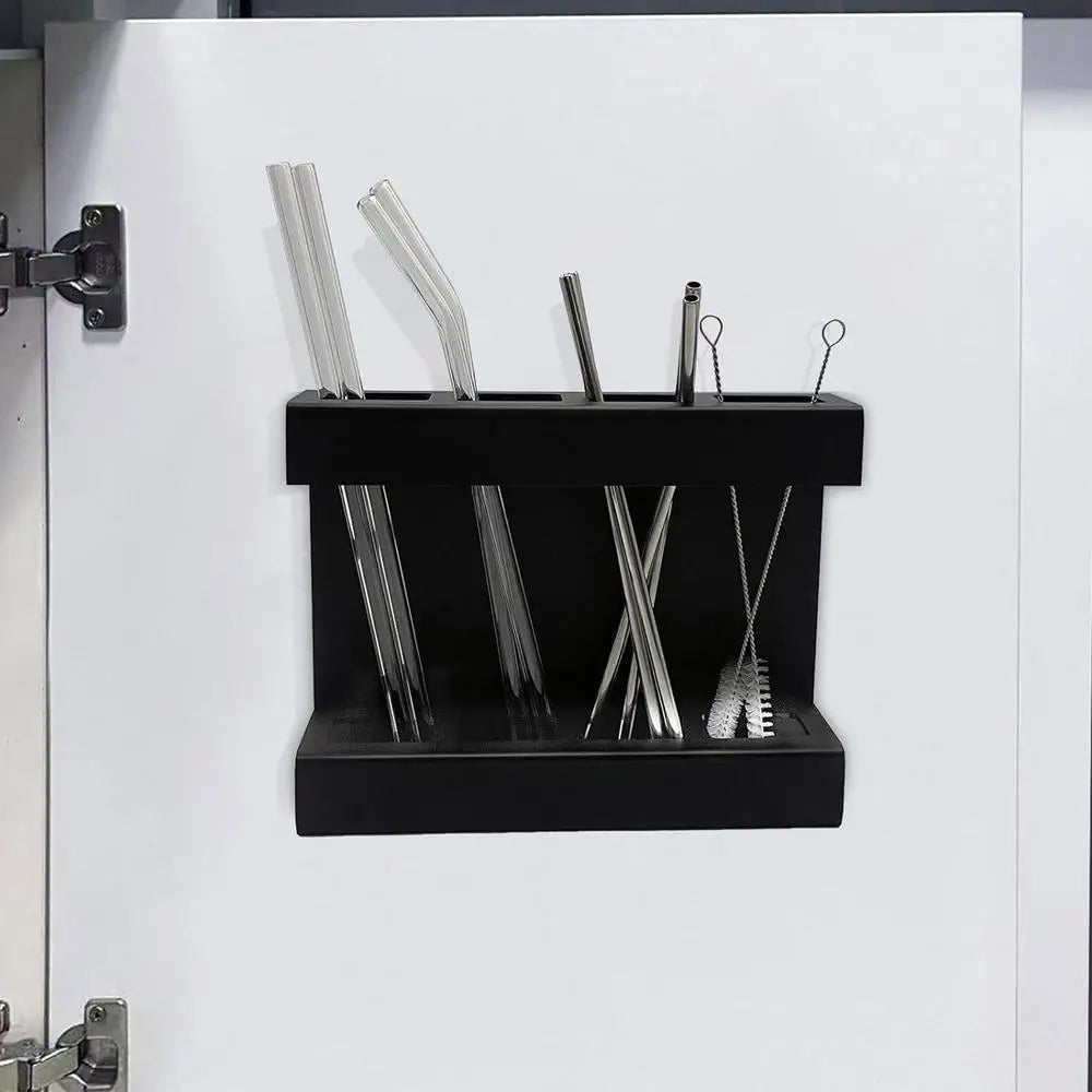Acrylic Straw Holder Cabinet Door Mounted Kitchen Organizer