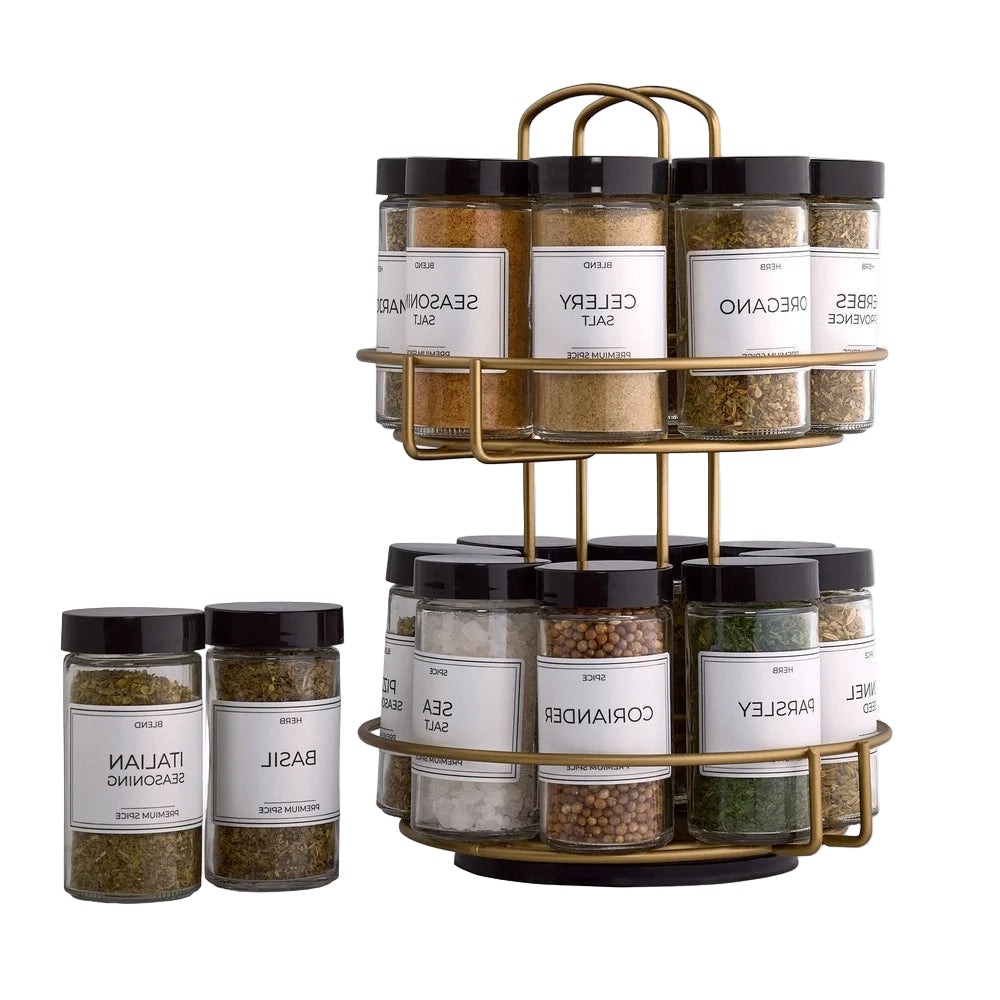 Revolving Countertop Spice Organizer with Easy-Read Labels