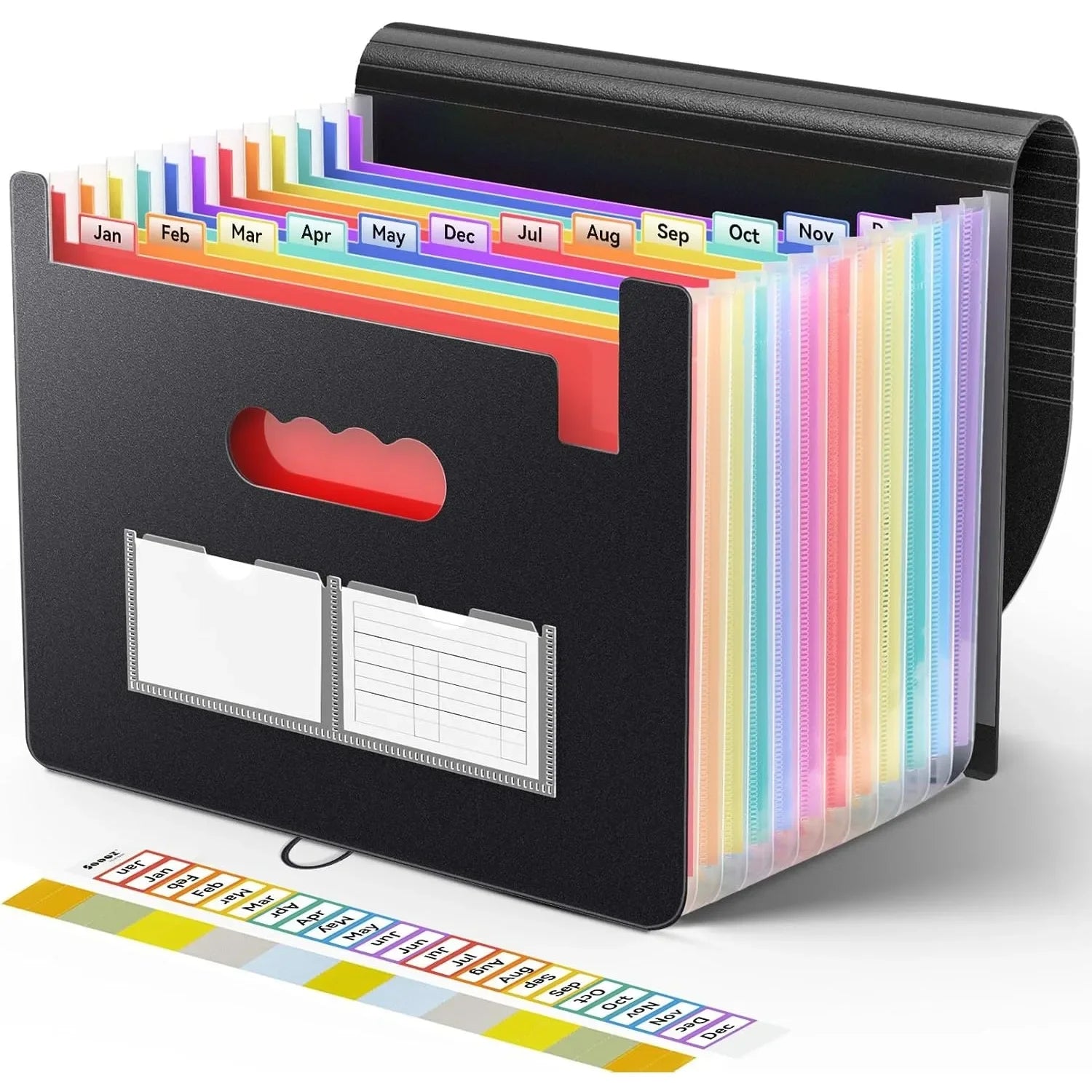 Portable 12-Pocket Expandable File Folder Organizer (Black)