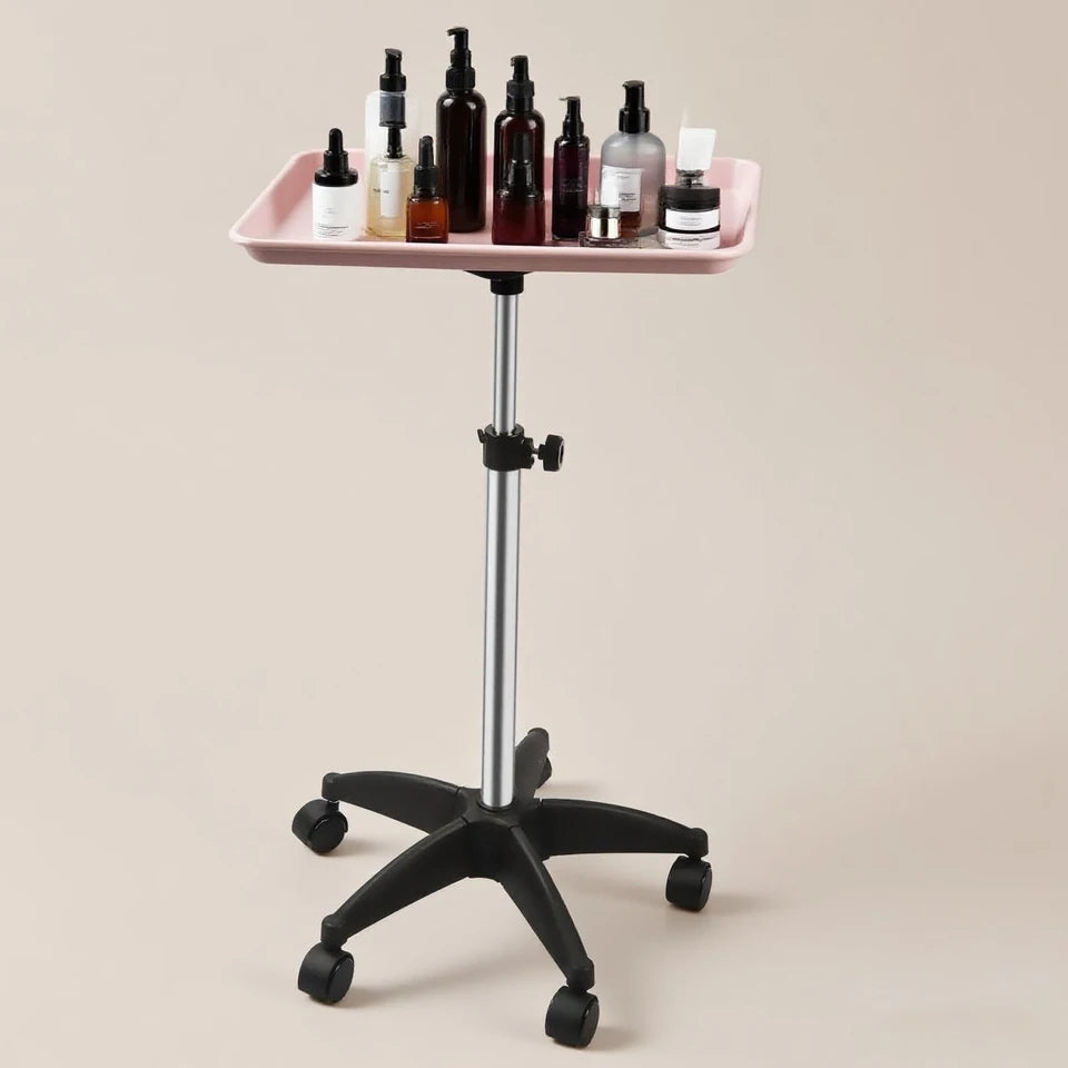 Rolling Organizer with Adjustable Height 360° Rotating Beauty Salon Cart (Black)
