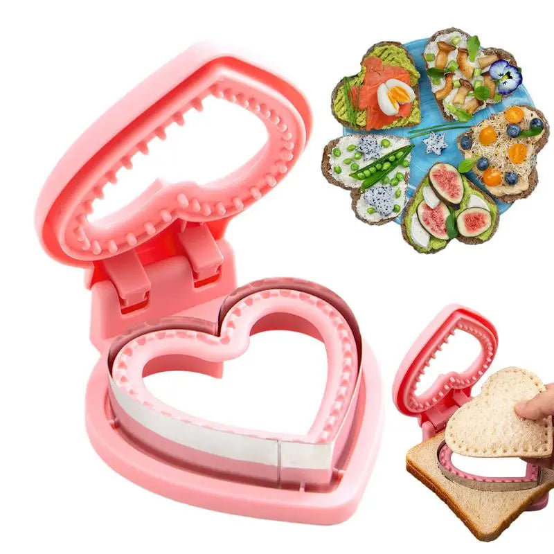 Heart Sandwich Cutter and Sealer for Kids Breakfast (Red)