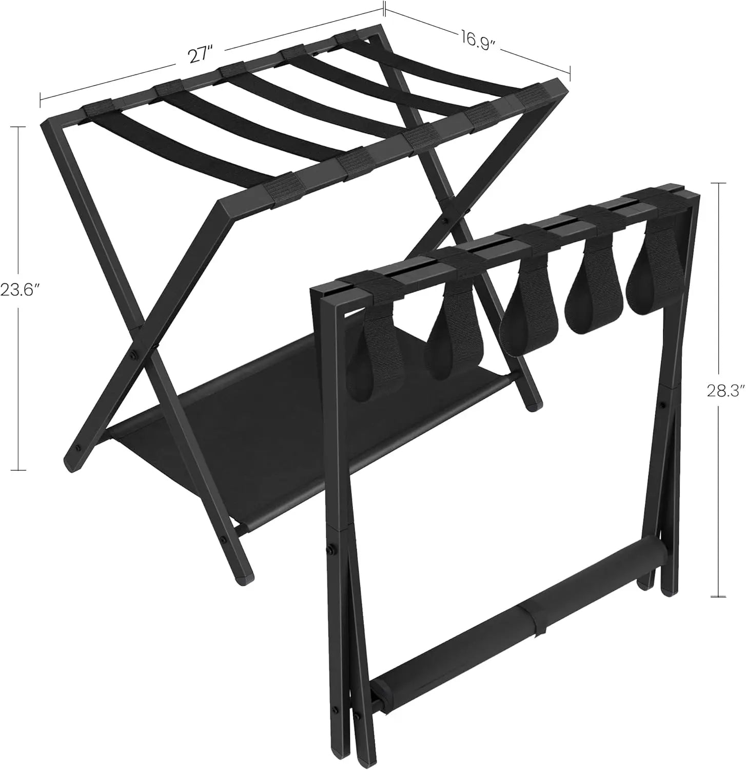 Folding Luggage Rack with Shelf for Storage