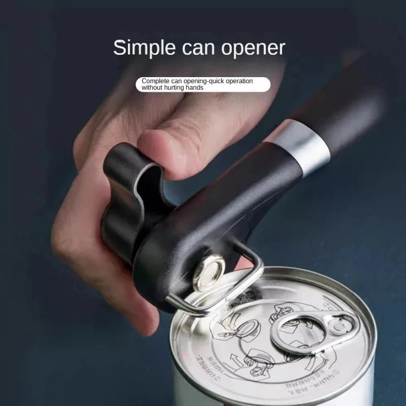 Manual Can Opener, Side-Cutting Can Opener with Non-Slip Ergonomic Handle, Kitchen Can Opening Tool for Canned Food, Home & Daily Use