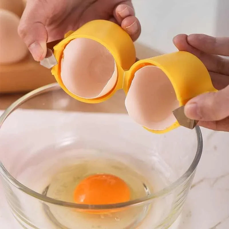 Eggshell Opener Egg Separator – Easy Egg Cracker Tool for Baking, Cooking &amp; Kitchen Use (Yellow)