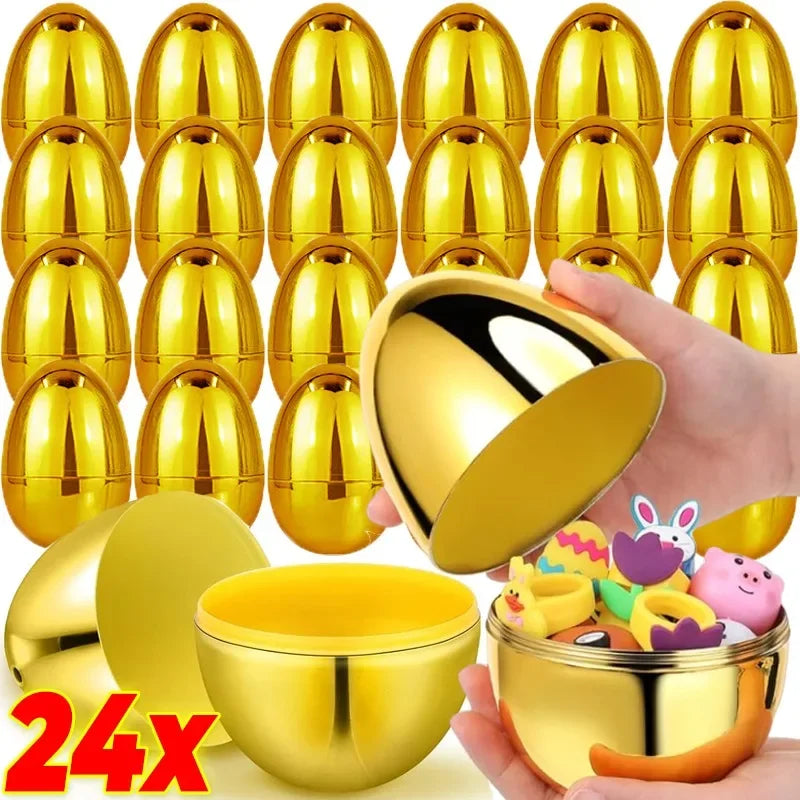 Golden Easter Eggs 24PCS Plastic Empty Simulation Eggshells