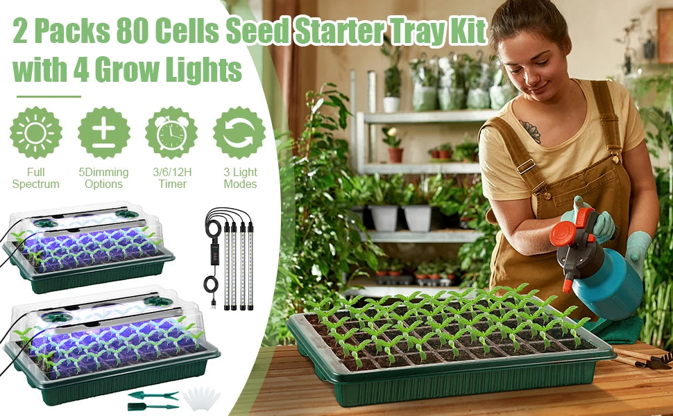 2 Packs Seed Starter Trays With High Dome Germination Kit