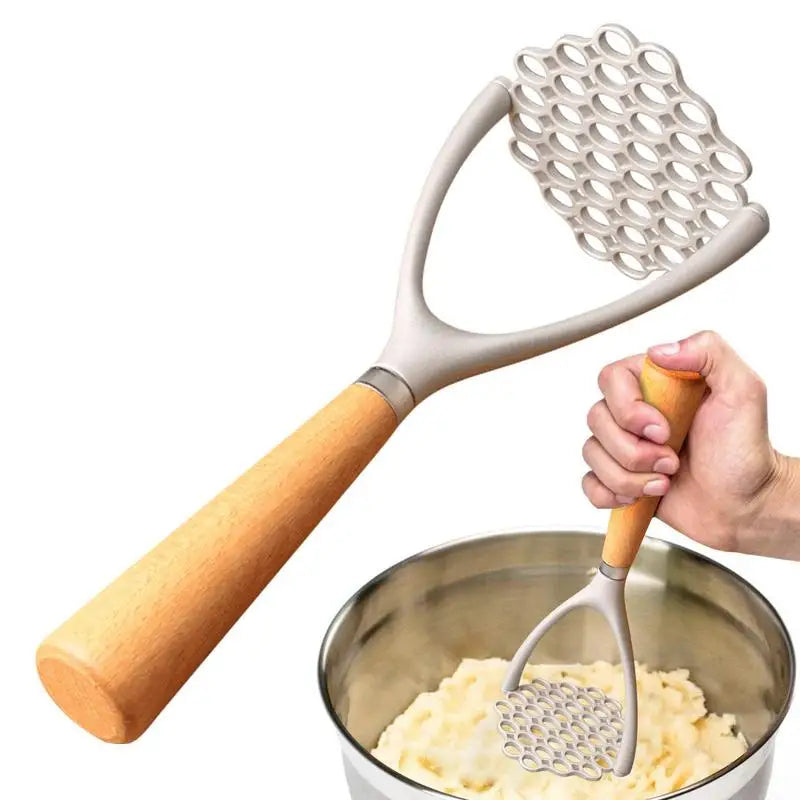 Heavy Duty Potato Masher with Ergonomic Wood Handle