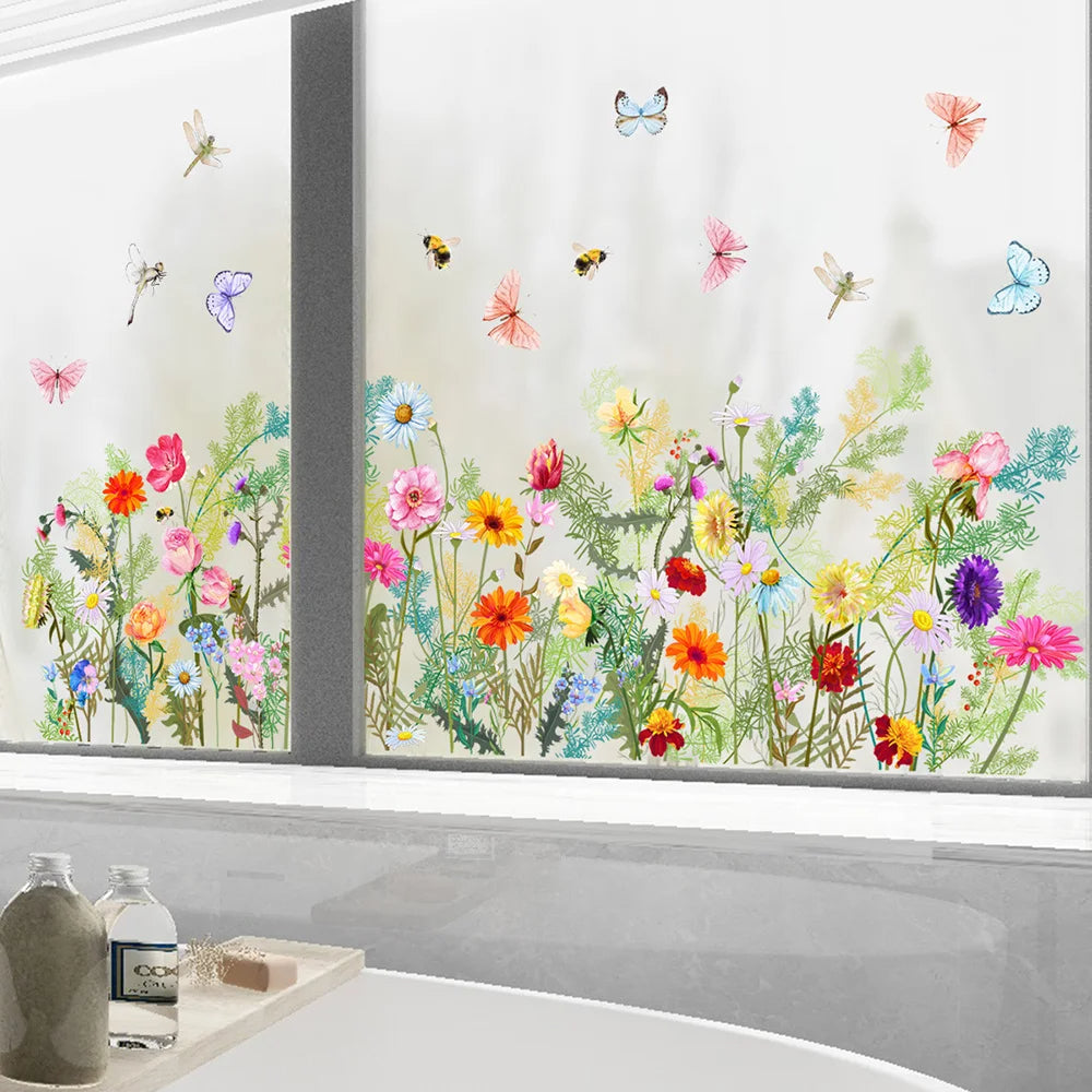 1PC Butterfly Flower Wall Stickers for Bedroom Decor