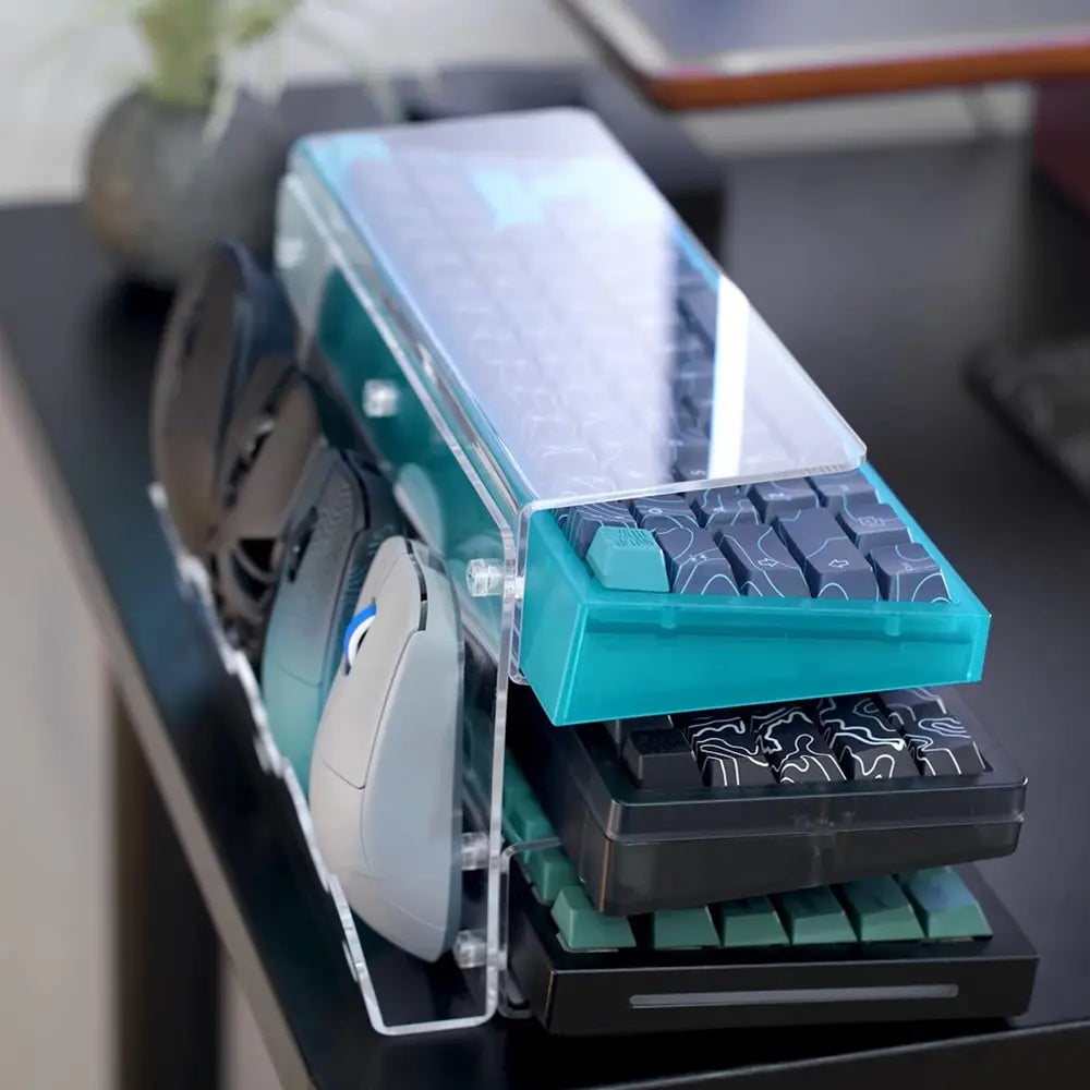 Modern Acrylic Space-Saving 3-Tier Acrylic Keyboard & Mouse Organizer (Transparent)