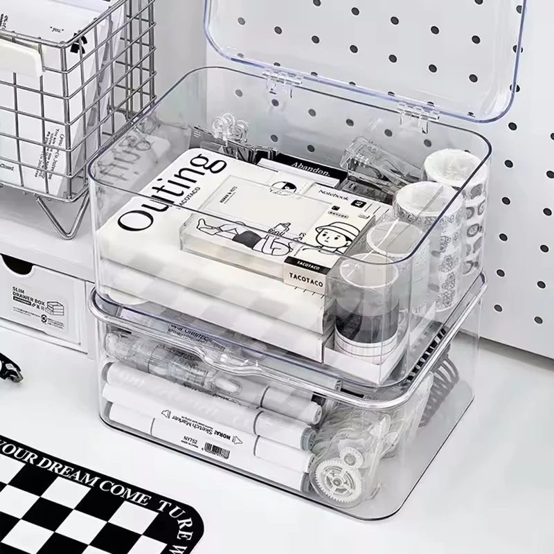 2-Piece Stackable Plastic Storage Basket Set