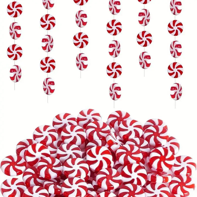 Red White Mini Candy Cane Ornaments 25-Pack