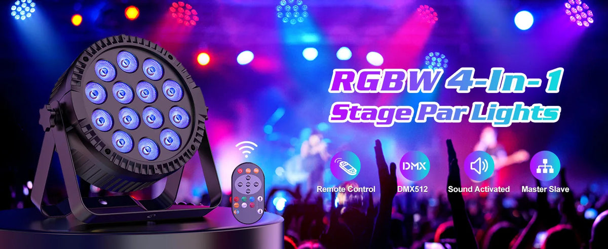 4 in 1 LED Stage Light 4PCS 80W Remote Control (US Plug)